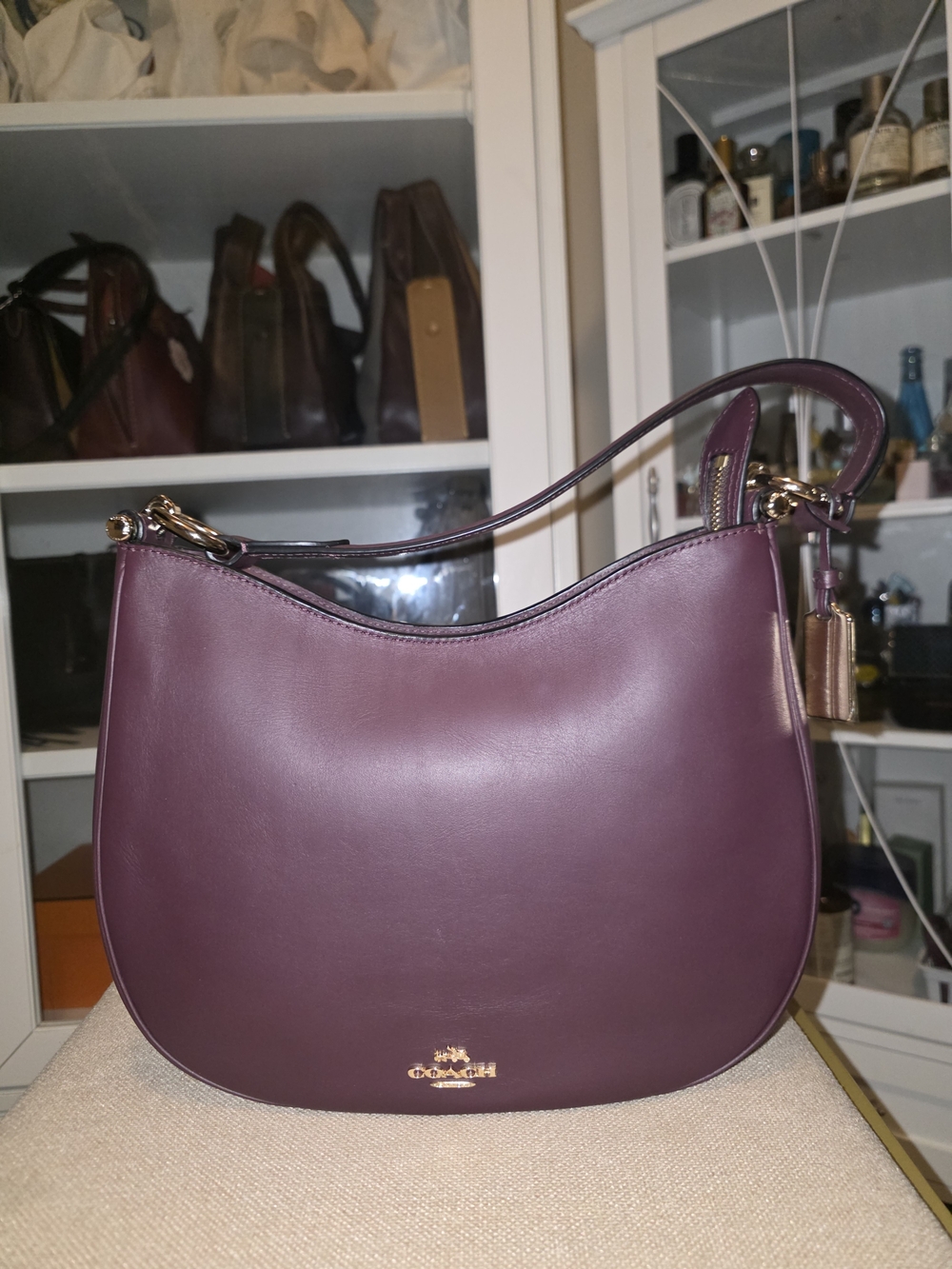COACH Small Mae Nomad Crossbody Hobo Bag Oxblood Glovetanned Leather